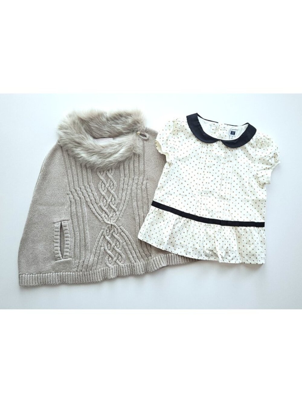 Janie and Jack 3 Butterscotch Belle Blouse Top Sweater Cape Poncho